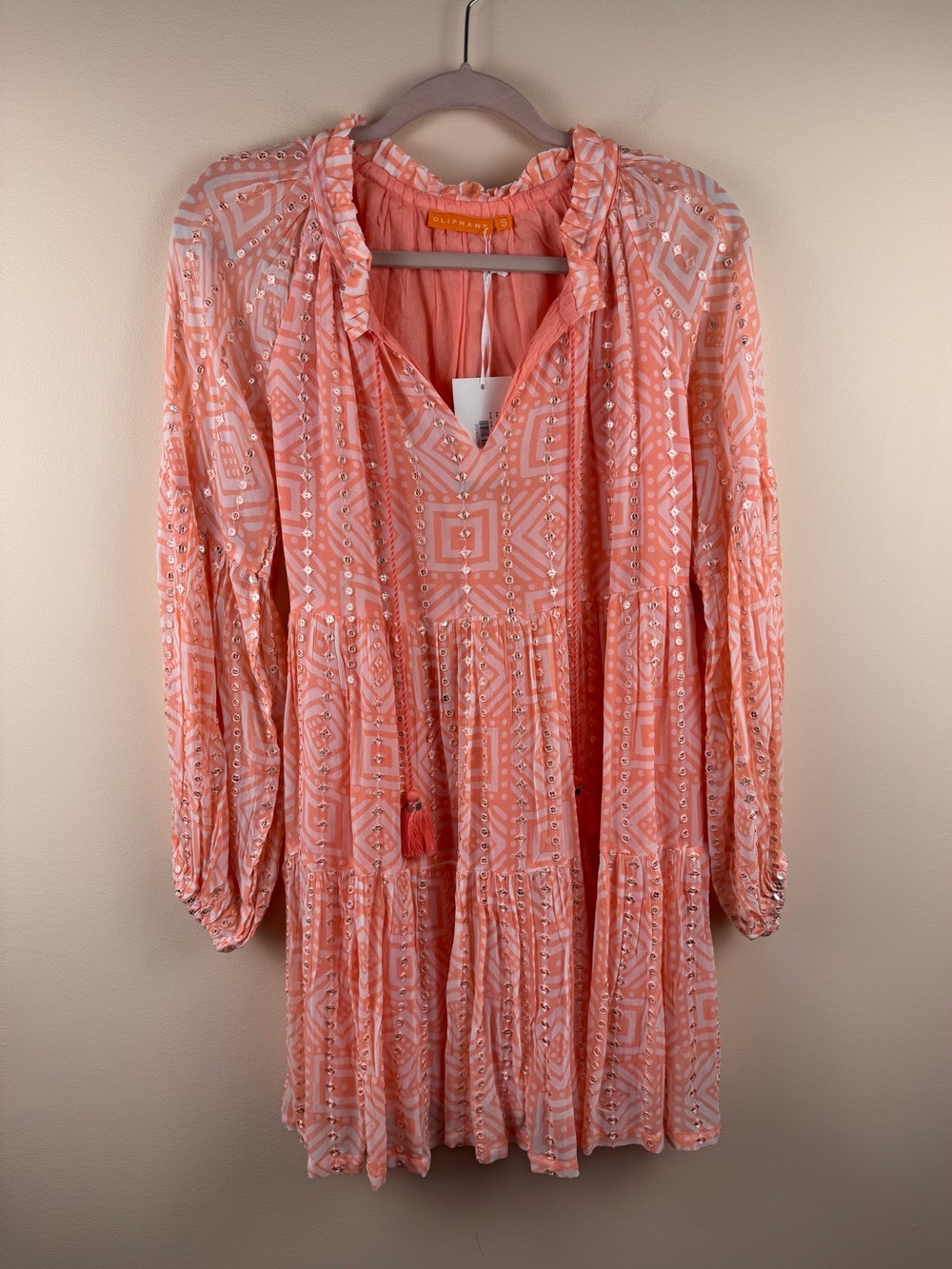 Oliphant Balloon Sleeve Mirror Dress in Bali Pink